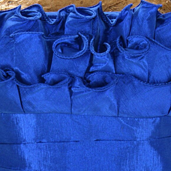 CALVIN KLEIN Dress Strapless Ruffle Cocktail Party Royal Blue Satin Mini 6 - Picture 3 of 15